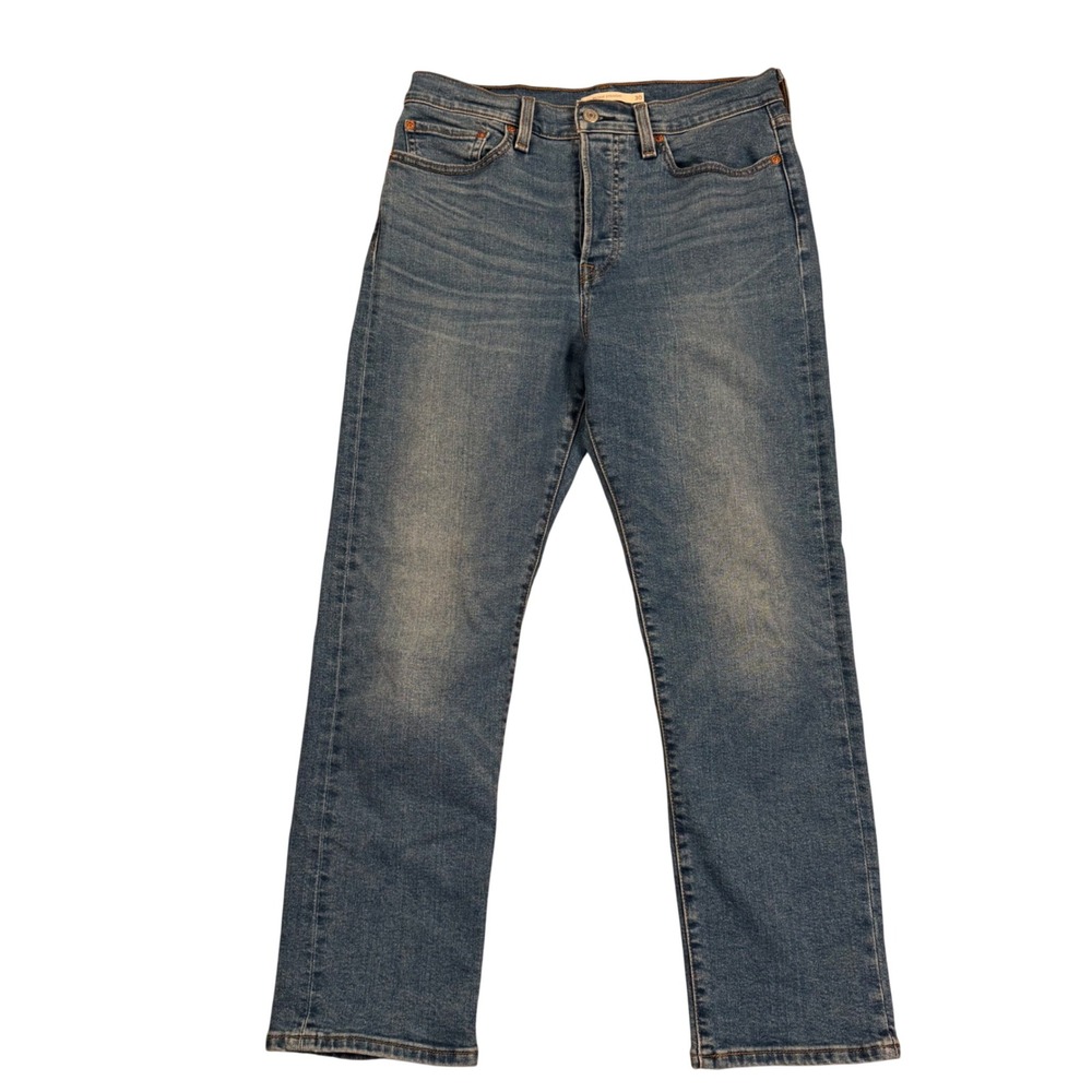 Levis Wedgie Straight Jeans Womens 30 Medium Wash Blue High Rise Button Fly